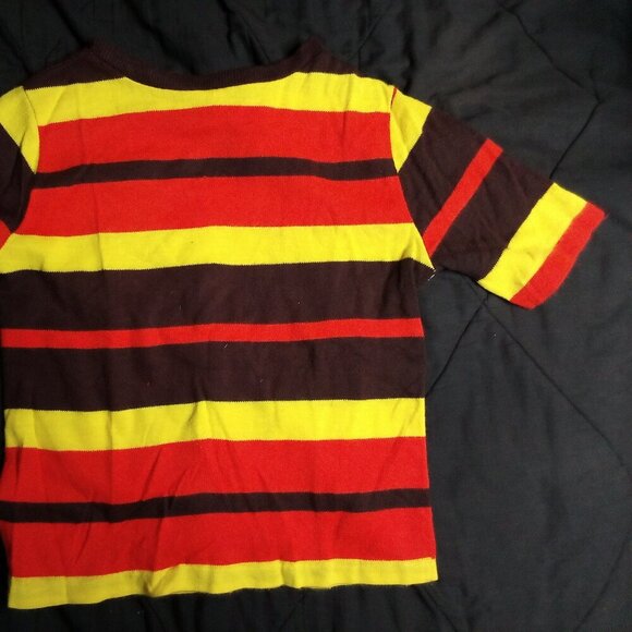 Vintage 70s Striped Knit Short Sleeve Sweater Shirt - Picture 3 of 5